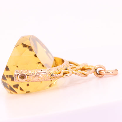 Antique 9ct Hallmarked Citrine Spinner Fob Pendant Yellow Gold Watch Fob Gift