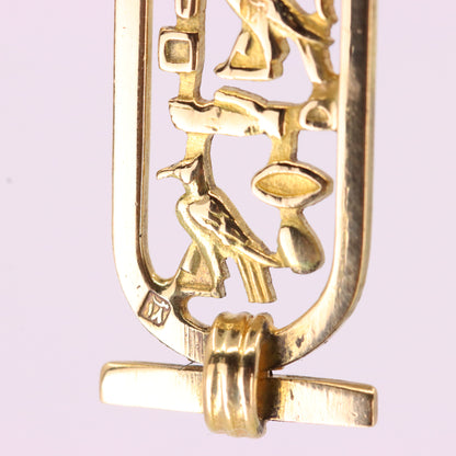 Vintage 18ct Yellow Gold Egyptian Hieroglyphics Pendant Ancient Egypt Charm Gift