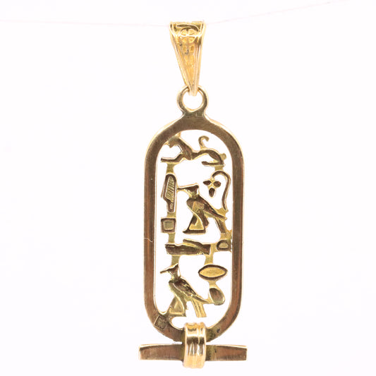 Vintage 18ct Yellow Gold Egyptian Hieroglyphics Pendant Ancient Egypt Charm Gift