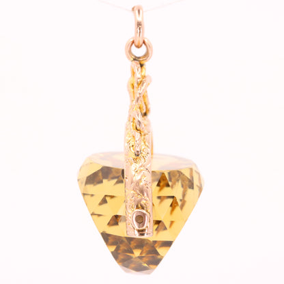 Antique 9ct Hallmarked Citrine Spinner Fob Pendant Yellow Gold Watch Fob Gift