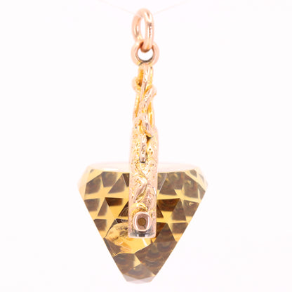 Antique 9ct Hallmarked Citrine Spinner Fob Pendant Yellow Gold Watch Fob Gift