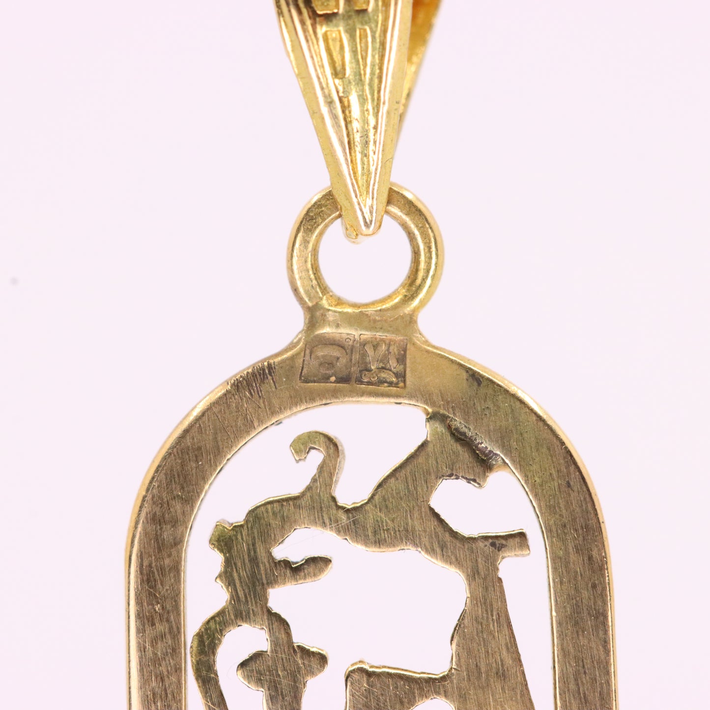Vintage 18ct Yellow Gold Egyptian Hieroglyphics Pendant Ancient Egypt Charm Gift