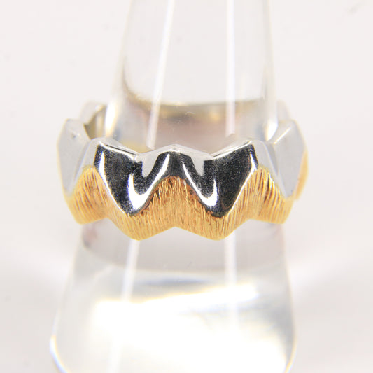 Vintage 18ct Hallmarked Stuart Devlin Two Tone Gold Wedding Band Ring UK Size Q