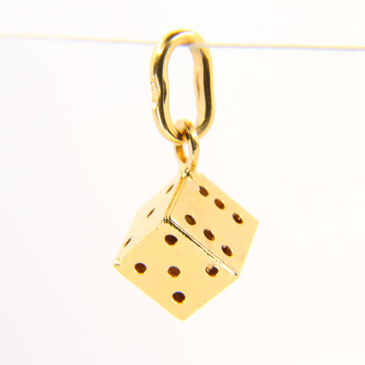 Vintage 18ct Gold Dice Pendant Yellow Gold 18K Lucky Charm