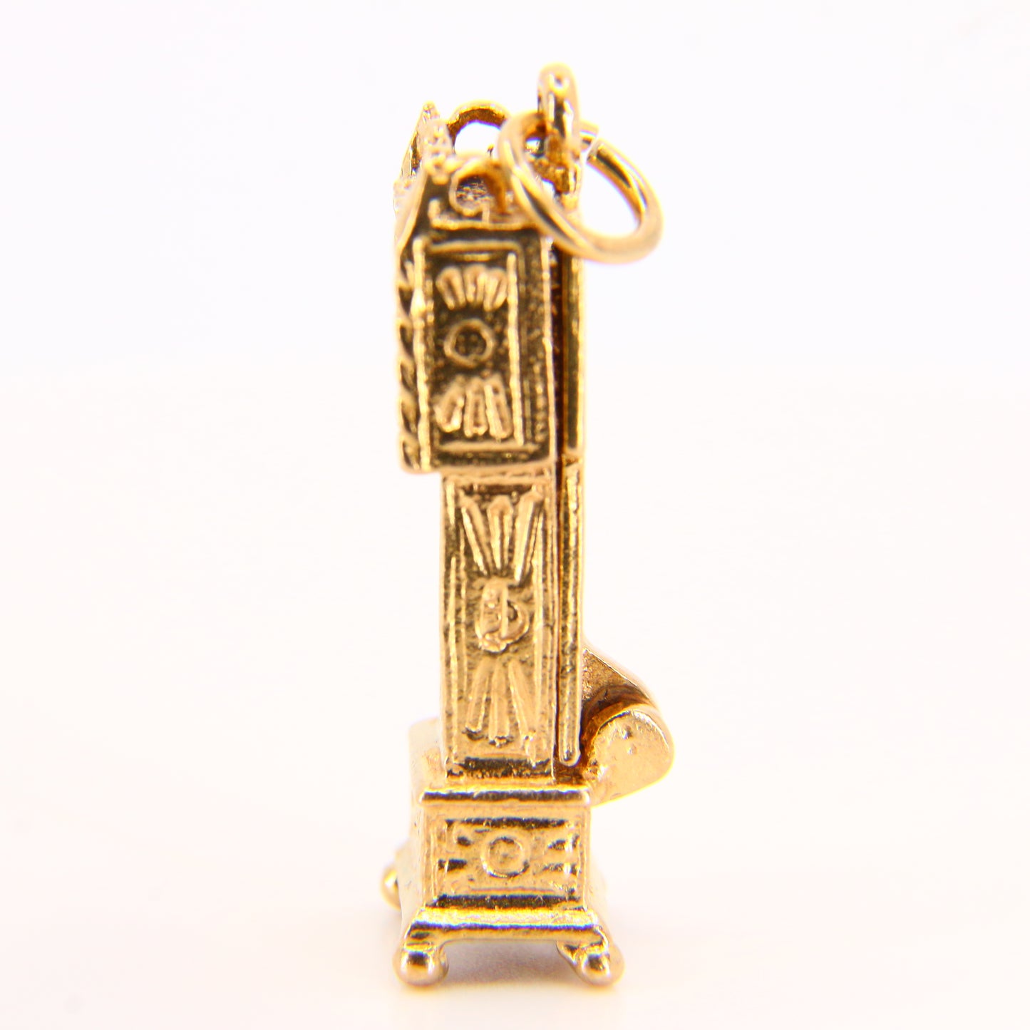 Vintage 9ct Grandfather Clock Pendant Opening Charm Hallmarked Yellow Gold