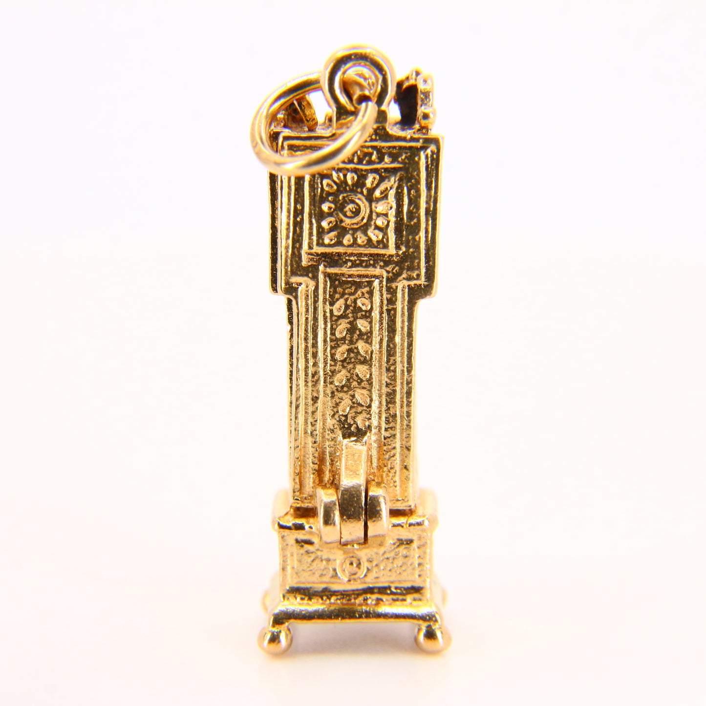 Vintage 9ct Grandfather Clock Pendant Opening Charm Hallmarked Yellow Gold