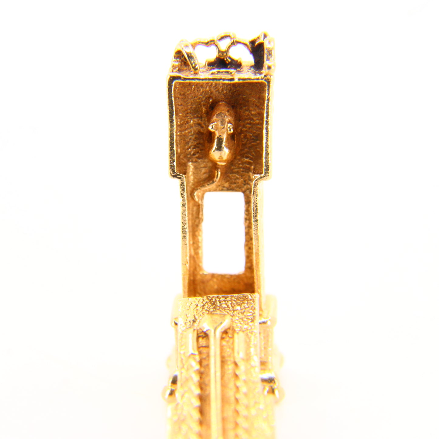 Vintage 9ct Grandfather Clock Pendant Opening Charm Hallmarked Yellow Gold