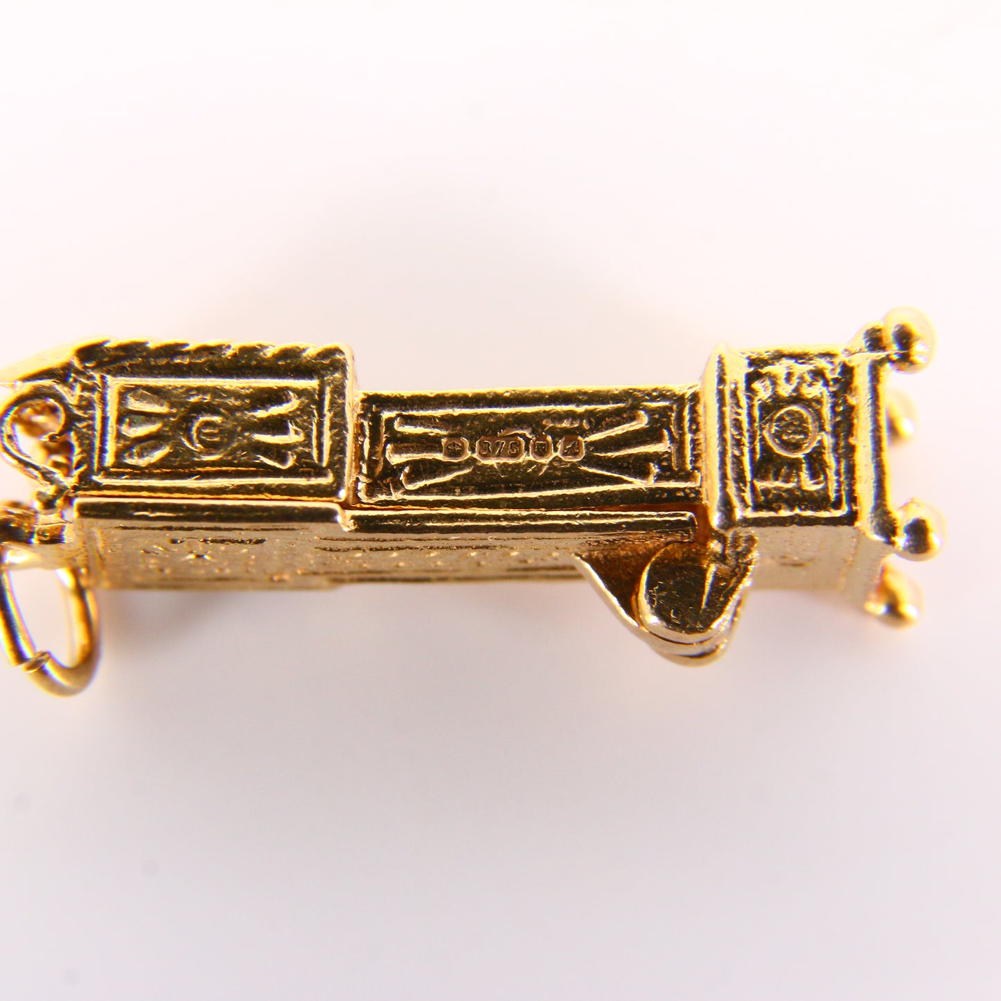 Vintage 9ct Grandfather Clock Pendant Opening Charm Hallmarked Yellow Gold