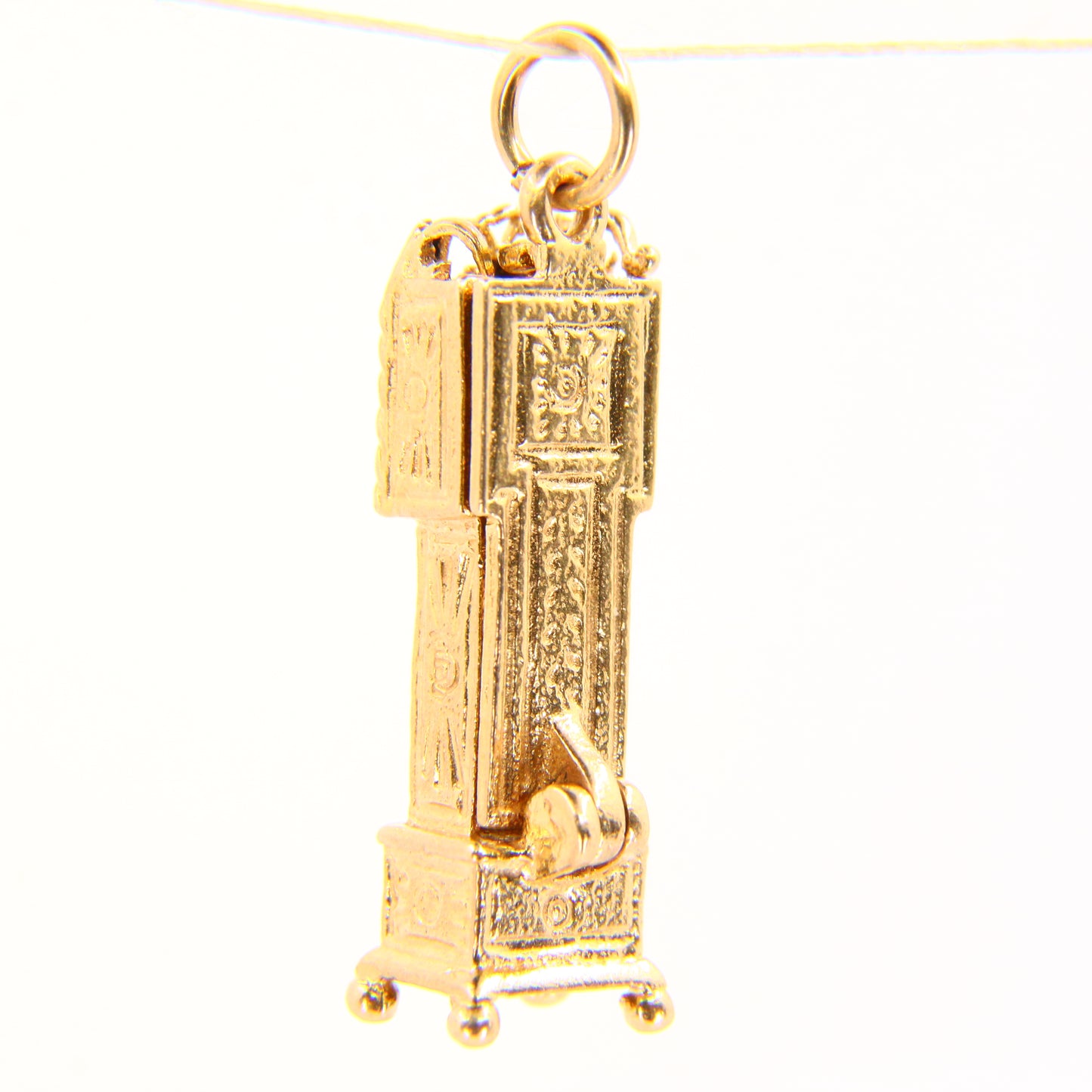 Vintage 9ct Grandfather Clock Pendant Opening Charm Hallmarked Yellow Gold