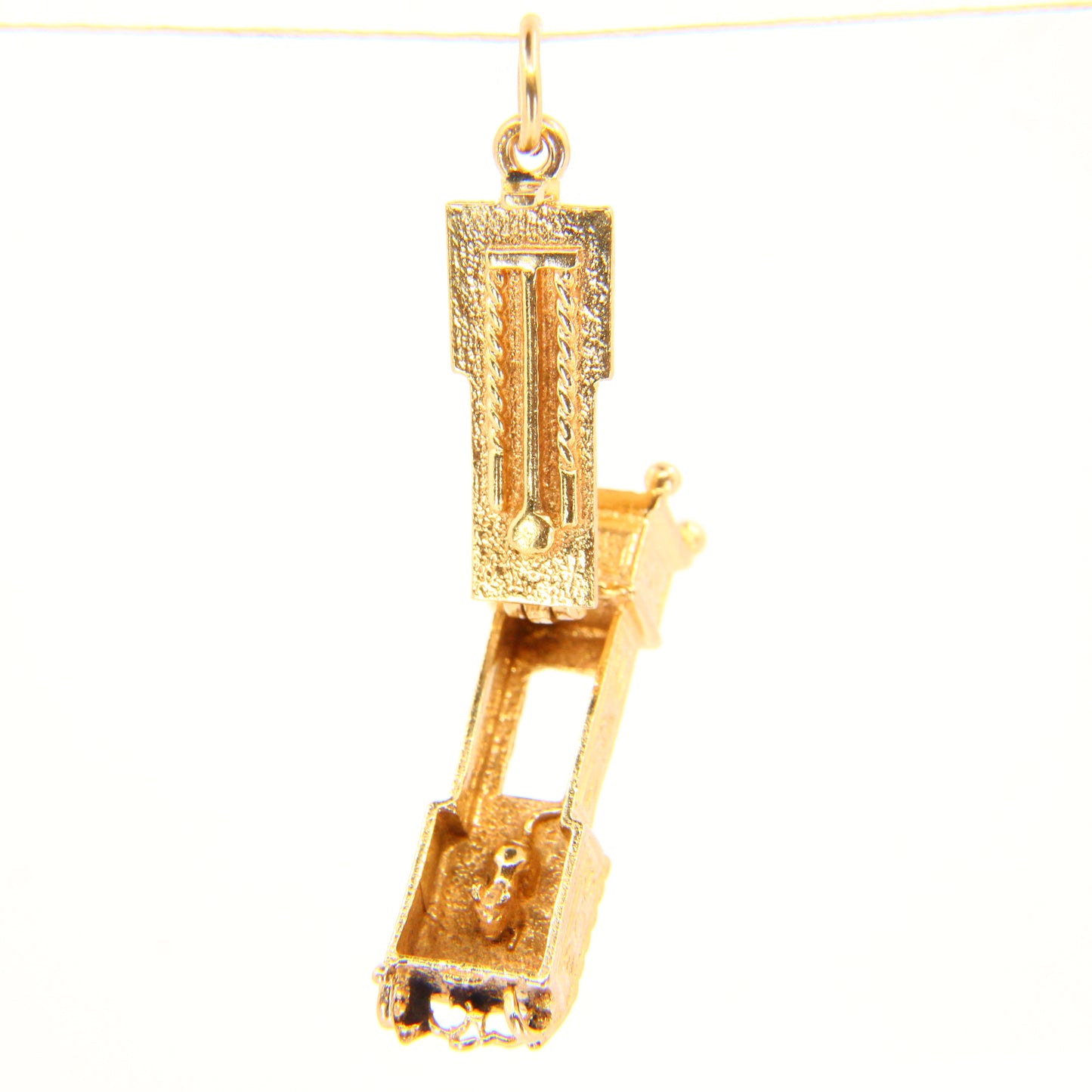 Vintage 9ct Grandfather Clock Pendant Opening Charm Hallmarked Yellow Gold