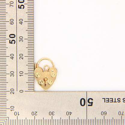 Vintage 9ct Gold Heart Lock Charm – Hallmarked Yellow Gold