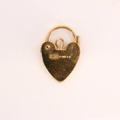 Vintage 9ct Gold Heart Lock Charm – Hallmarked Yellow Gold