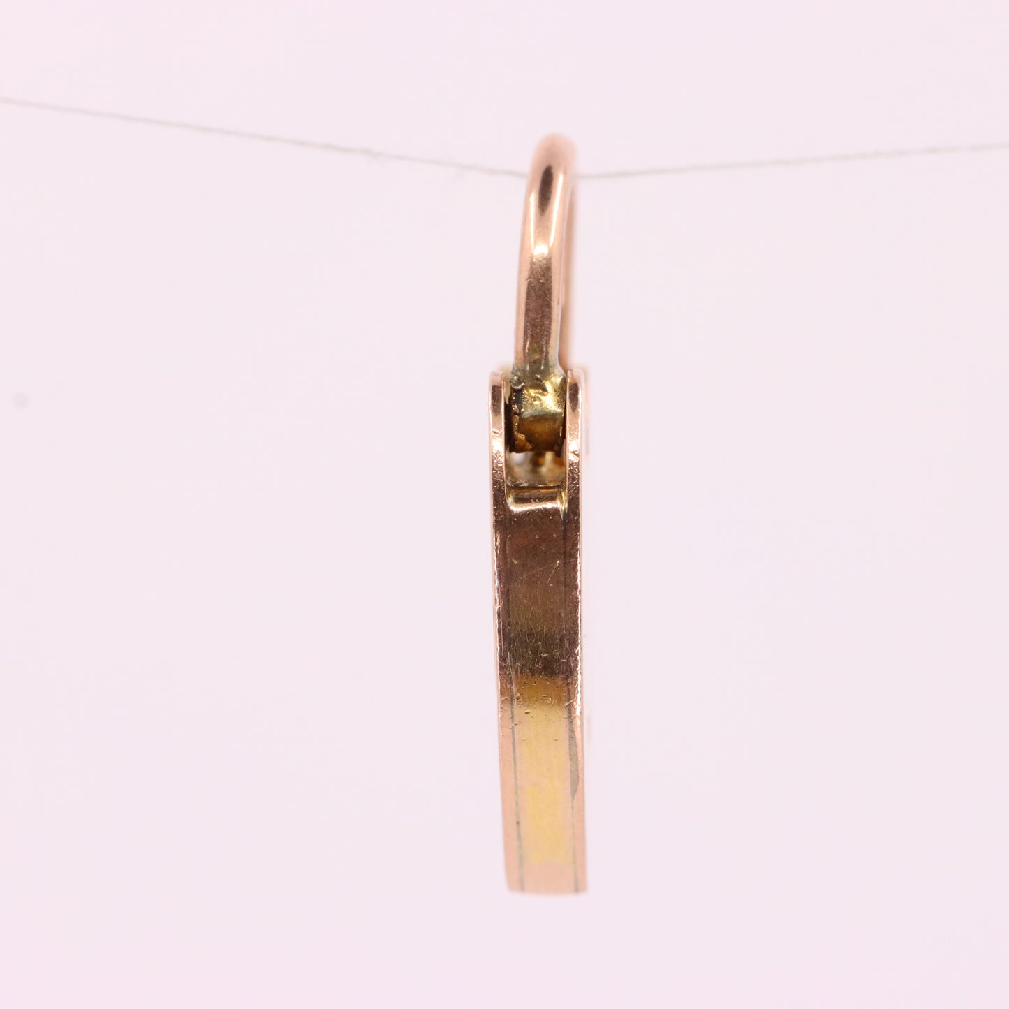 Antique 9ct Yellow Gold Floral Engraved Heart Padlock Charm Pendant Jewellery