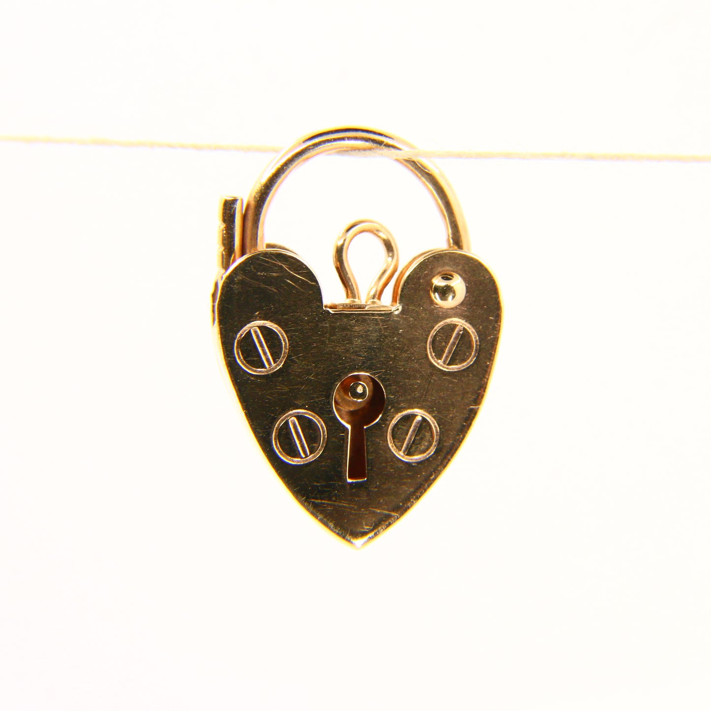 Vintage 9ct Gold Heart Lock Charm – Hallmarked Yellow Gold