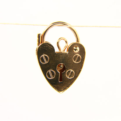 Vintage 9ct Gold Heart Lock Charm – Hallmarked Yellow Gold