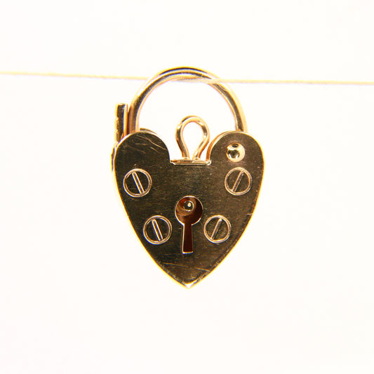 Vintage 9ct Gold Heart Lock Charm – Hallmarked Yellow Gold
