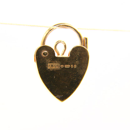 Vintage 9ct Gold Heart Lock Charm – Hallmarked Yellow Gold