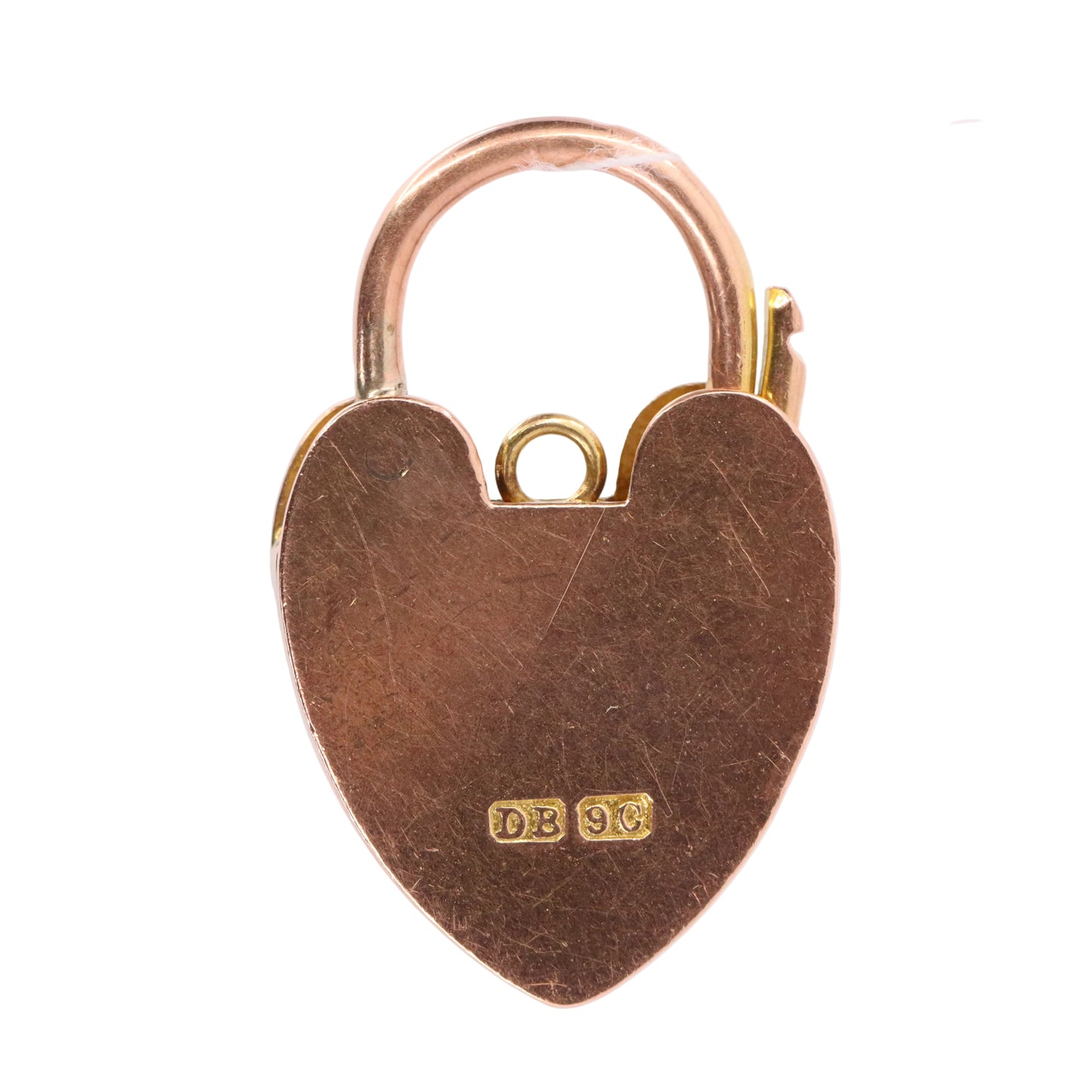 Antique 9ct Yellow Gold Floral Engraved Heart Padlock Charm Pendant Jewellery