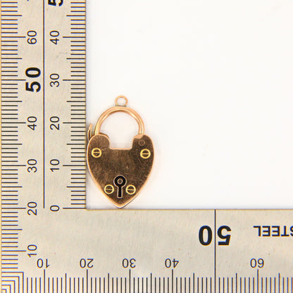 Vintage 9ct Gold Heart Lock Charm – Double Hallmarked Yellow Gold