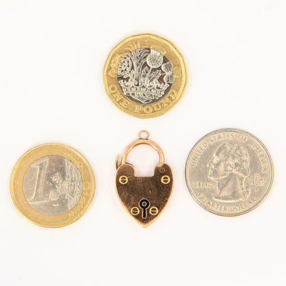 Vintage 9ct Gold Heart Lock Charm – Double Hallmarked Yellow Gold