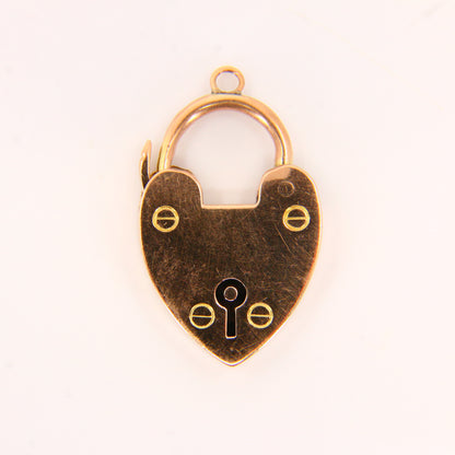 Vintage 9ct Gold Heart Lock Charm – Double Hallmarked Yellow Gold
