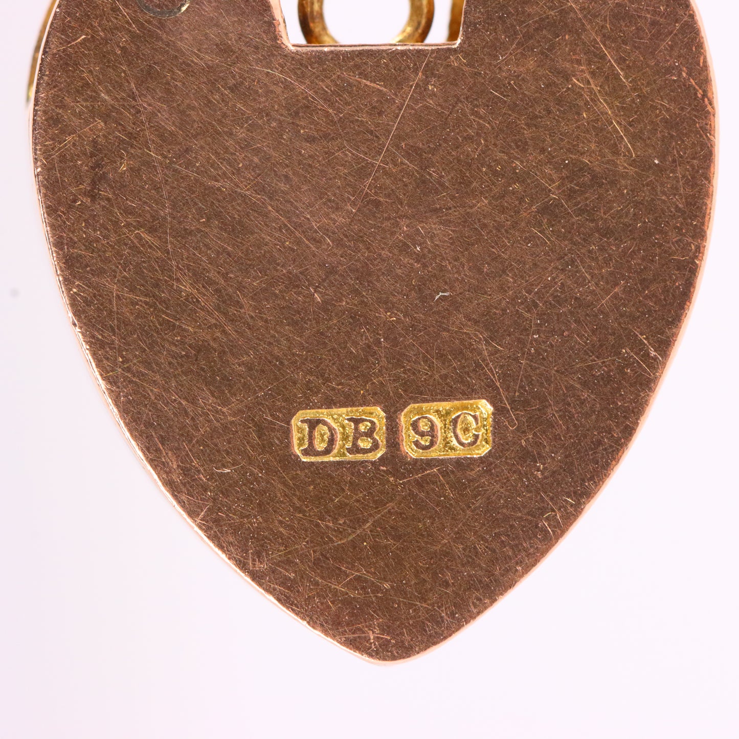 Antique 9ct Yellow Gold Floral Engraved Heart Padlock Charm Pendant Jewellery