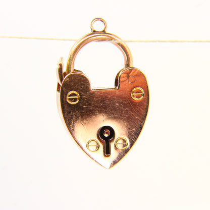 Vintage 9ct Gold Heart Lock Charm – Double Hallmarked Yellow Gold