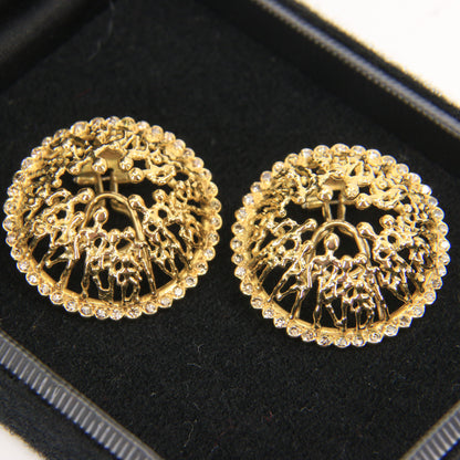 Vintage 18ct Hallmarked Stuart Devlin “The People” Yellow Gold & Diamond Clip-On Earrings