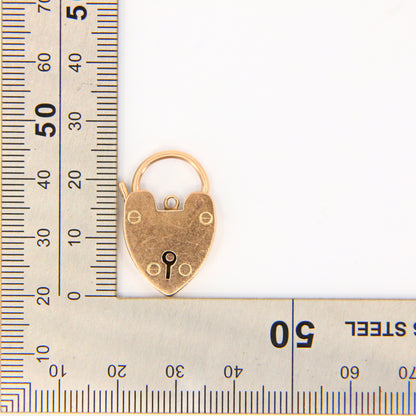 Vintage 9ct Gold Heart Lock Charm – Solid 9 Carat Yellow Gold