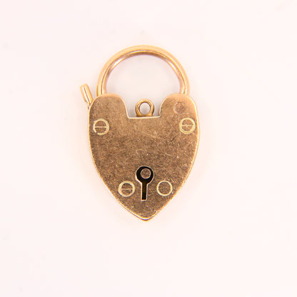 Vintage 9ct Gold Heart Lock Charm – Solid 9 Carat Yellow Gold