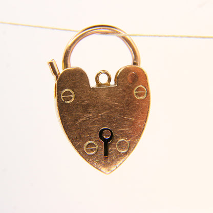 Vintage 9ct Gold Heart Lock Charm – Solid 9 Carat Yellow Gold