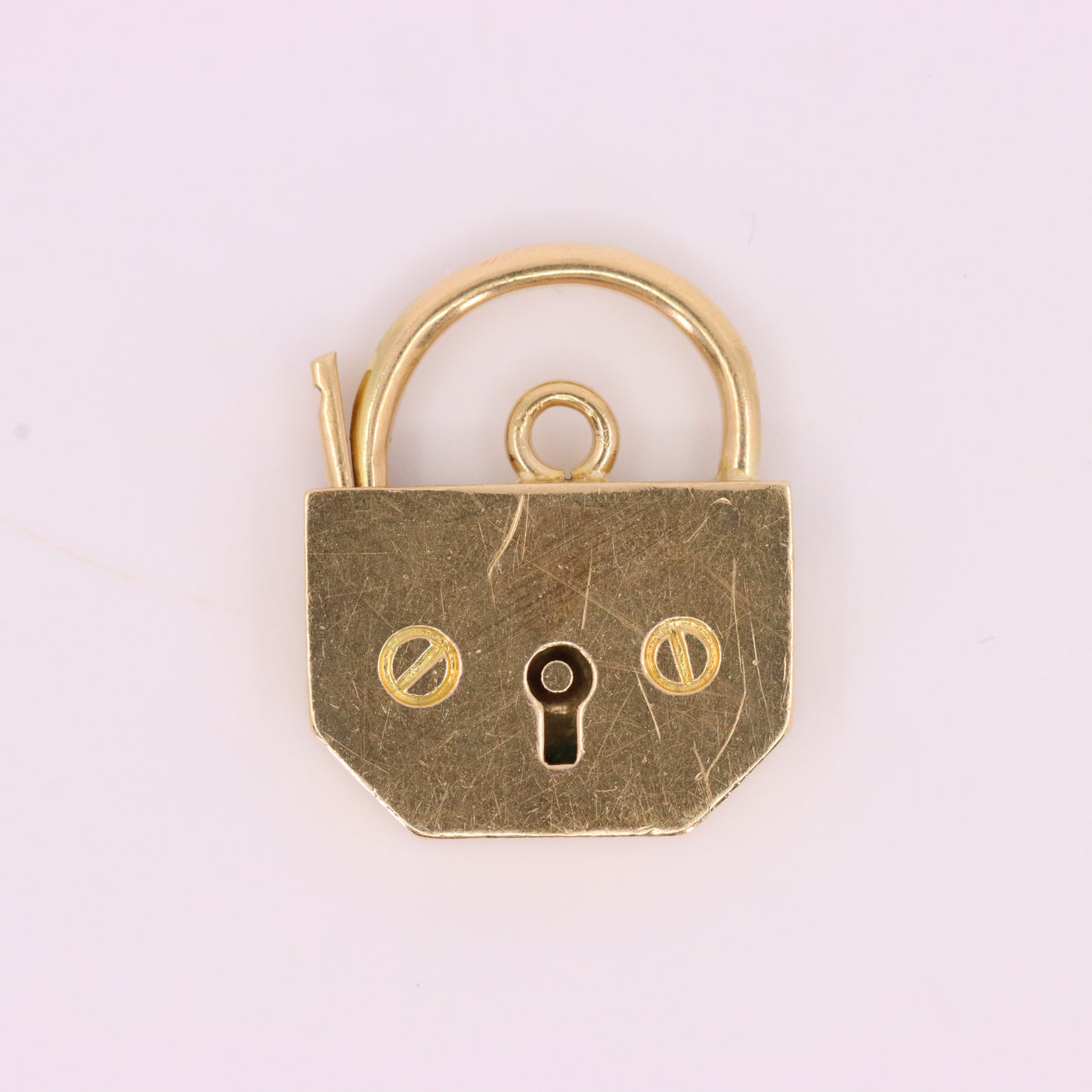 Vintage 9ct Yellow Gold Hallmarked Angular Padlock Charm Pendant Jewellery Gift
