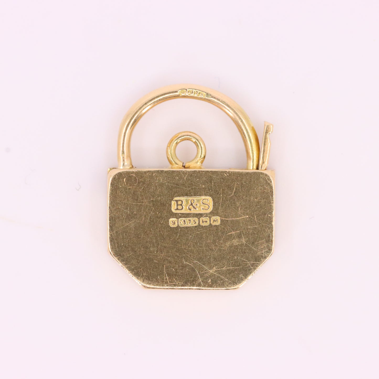 Vintage 9ct Yellow Gold Hallmarked Angular Padlock Charm Pendant Jewellery Gift