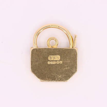 Vintage 9ct Yellow Gold Hallmarked Angular Padlock Charm Pendant Jewellery Gift