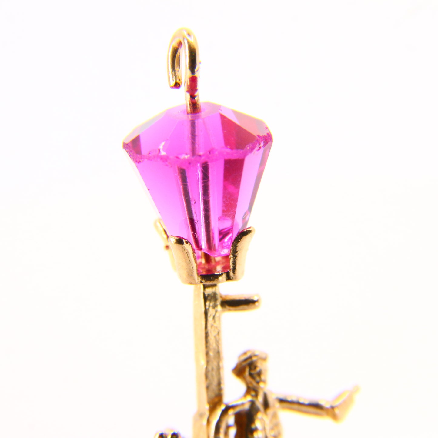 Vintage 9ct Street Lamp Scene Charm Man & Dog Dancing Hallmarked Yellow Gold Pendant