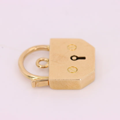 Vintage 9ct Yellow Gold Hallmarked Angular Padlock Charm Pendant Jewellery Gift