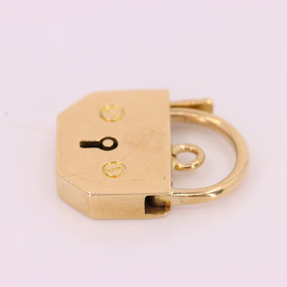Vintage 9ct Yellow Gold Hallmarked Angular Padlock Charm Pendant Jewellery Gift