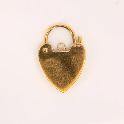 Vintage 9ct Gold Heart Lock Charm – Hallmarked Yellow Gold