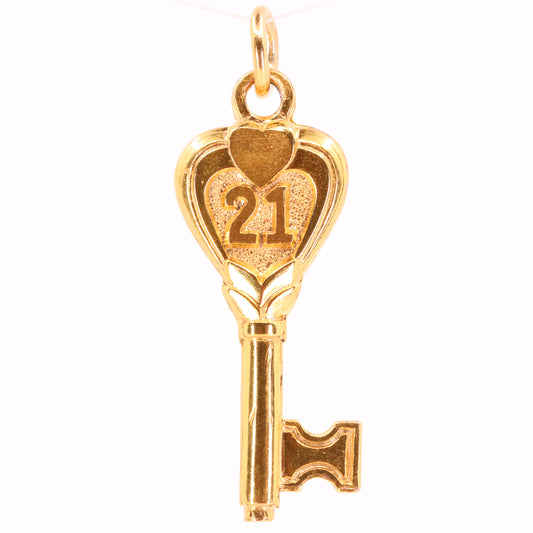 Vintage 9ct Hallmarked Gold Georg Jensen 21 Key Charm Pendant Coming of Age Gift