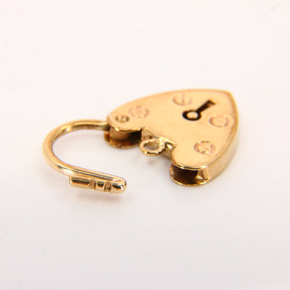 Vintage 9ct Gold Heart Lock Charm – Hallmarked Yellow Gold
