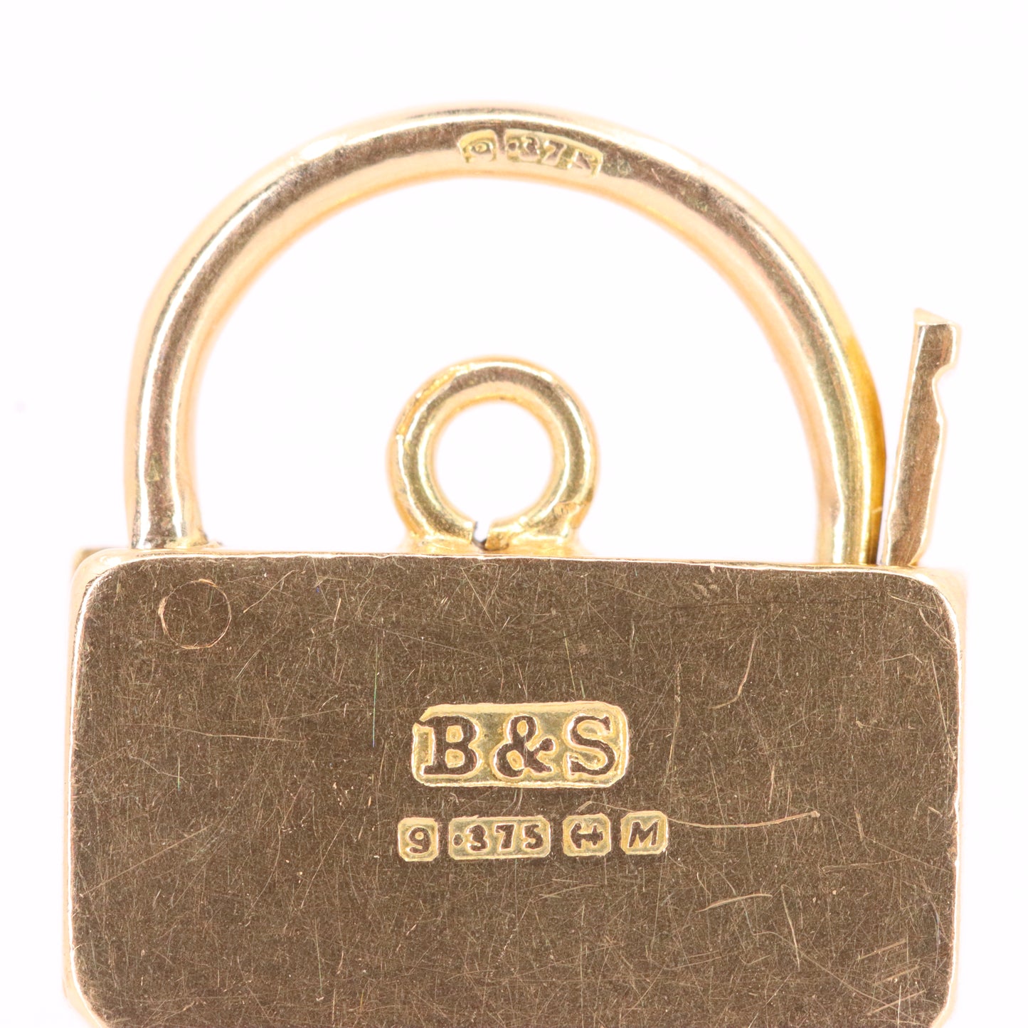 Vintage 9ct Yellow Gold Hallmarked Angular Padlock Charm Pendant Jewellery Gift