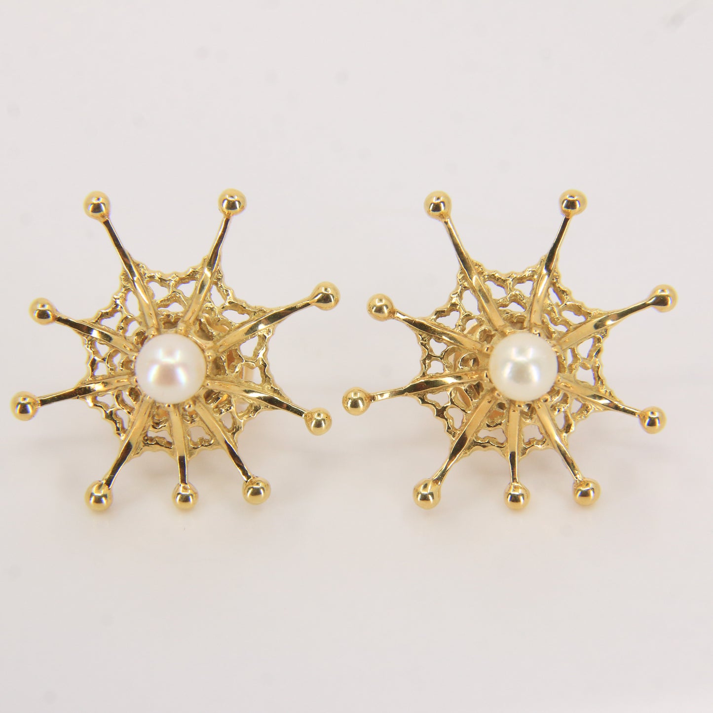 Vintage 18ct Hallmarked Stuart Devlin Jewellery Set Gold Brooch & Stud Earrings Amethyst Pearls