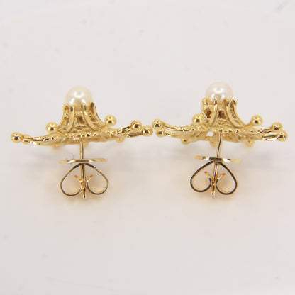 Vintage 18ct Hallmarked Stuart Devlin Jewellery Set Gold Brooch & Stud Earrings Amethyst Pearls