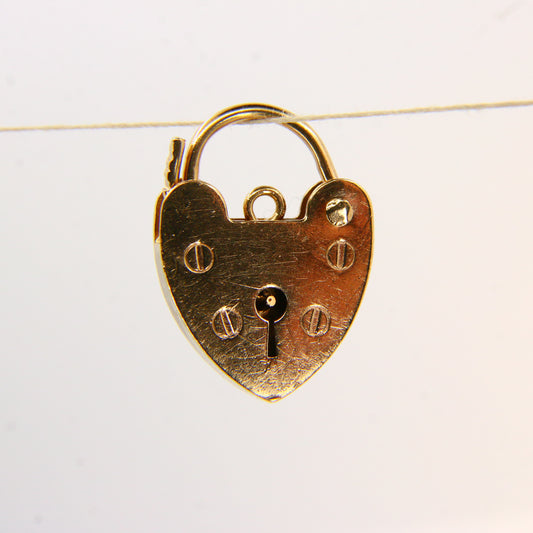 Vintage 9ct Gold Heart Lock Charm – Hallmarked Yellow Gold