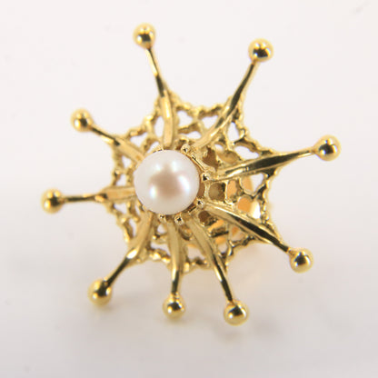 Vintage 18ct Hallmarked Stuart Devlin Jewellery Set Gold Brooch & Stud Earrings Amethyst Pearls