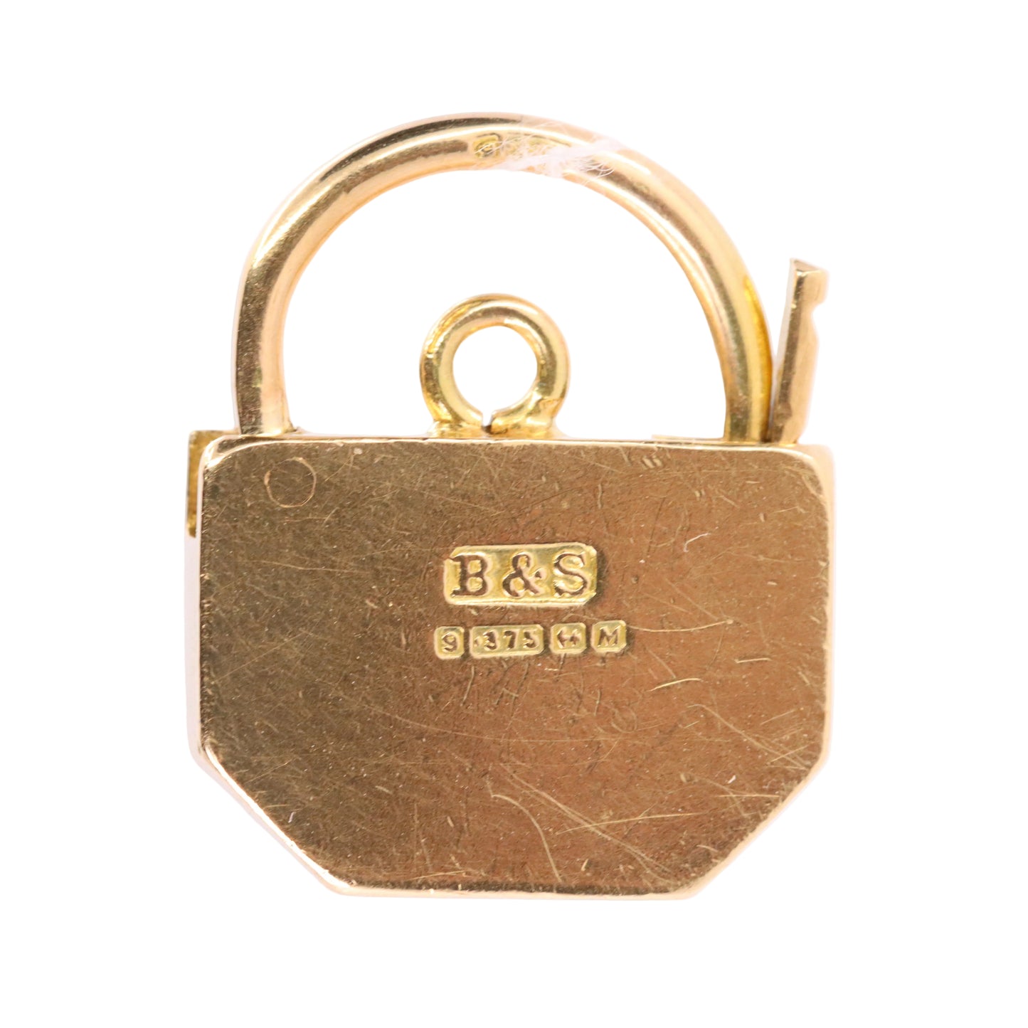 Vintage 9ct Yellow Gold Hallmarked Angular Padlock Charm Pendant Jewellery Gift