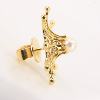 Vintage 18ct Hallmarked Stuart Devlin Jewellery Set Gold Brooch & Stud Earrings Amethyst Pearls