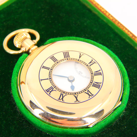 Vintage 9 Carat Half Hunter Pocket Watch Roldor 17 Jewel Hallmarked