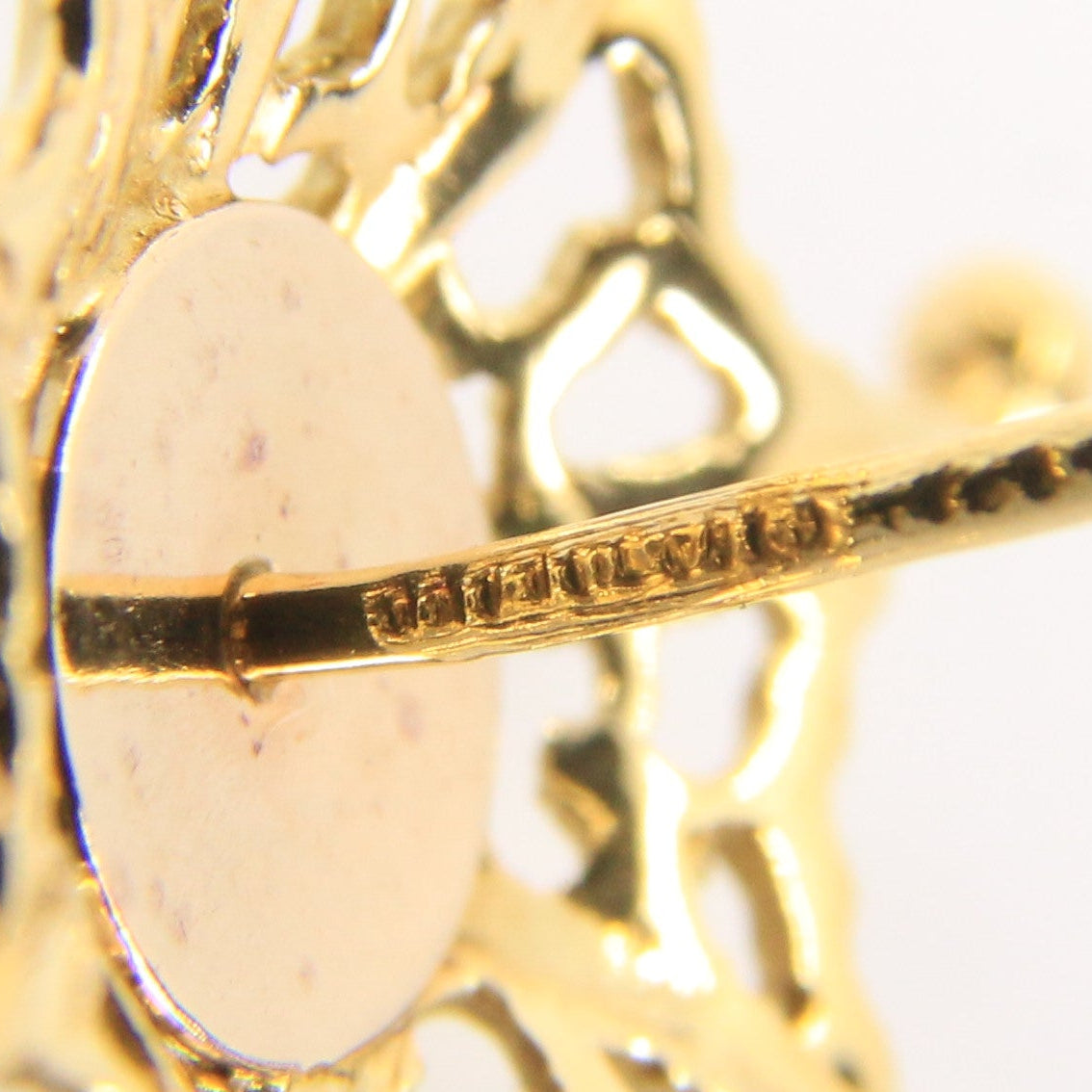 Vintage 18ct Hallmarked Stuart Devlin Jewellery Set Gold Brooch & Stud Earrings Amethyst Pearls