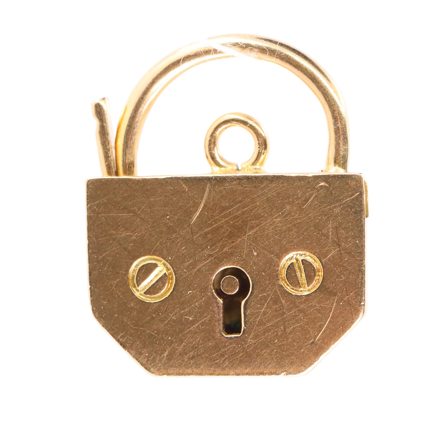 Vintage 9ct Yellow Gold Hallmarked Angular Padlock Charm Pendant Jewellery Gift